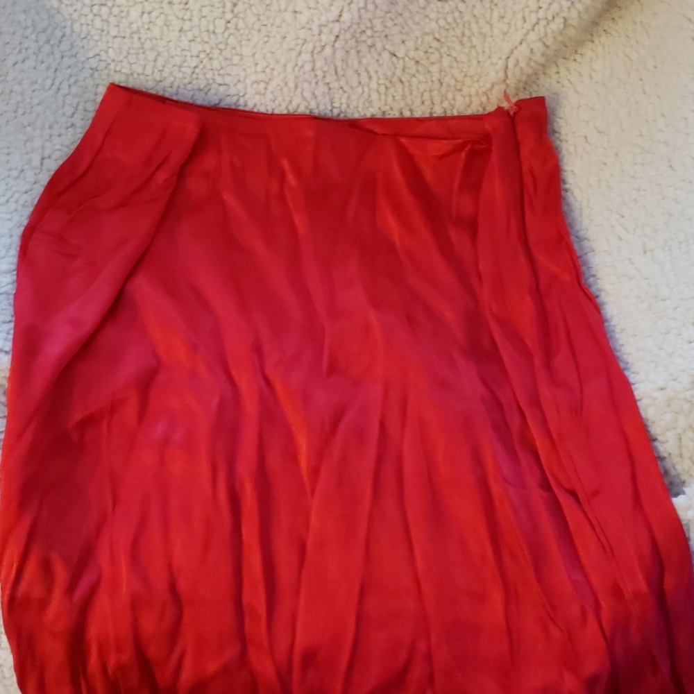 Red Maxi Satin Skirt